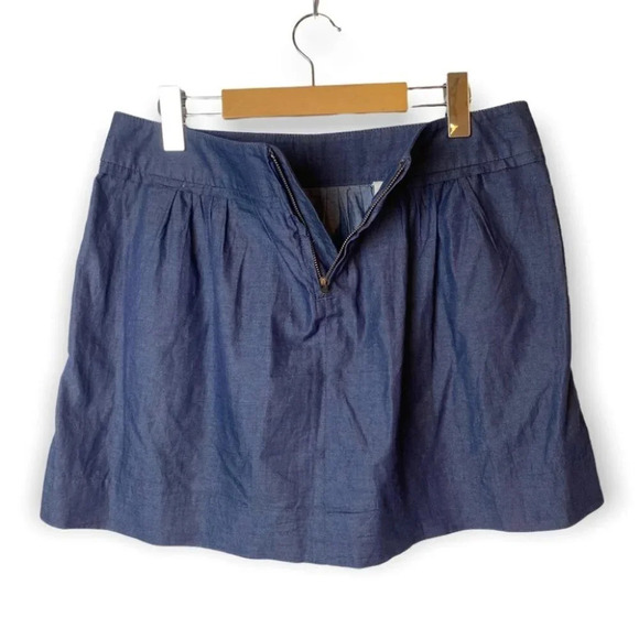 J. Crew Factory Blue Pleated Skirt with  Pockets 6 - Picture 3 of 8